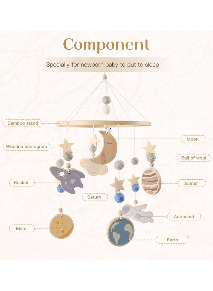 general Star and Moon Baby Crib Mobile Baby Space Rattle Minimalist Nursery Decoration Children's Astronaut Wind Chime Hanging - Image 2