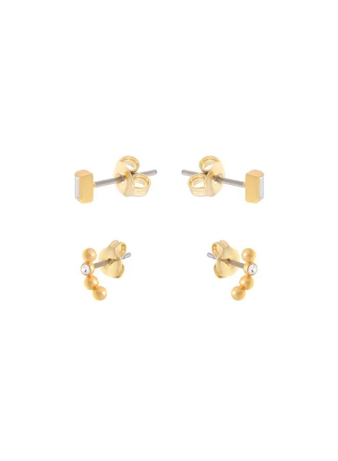 REISS Mina: Micro Baguette & Curved Crystal Stud Earrings Set