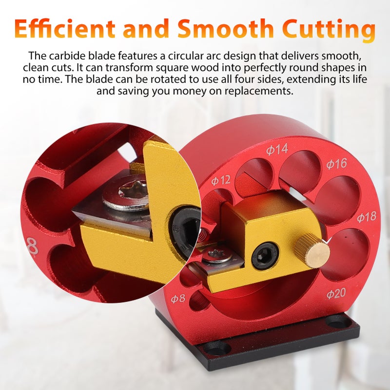 Dowel Maker Jig: Gold Anodized Aluminum Alloy, 8 Size Holes, Durable Carbide Blade - Smooth Efficient Cutting, Easy Size Adjustment Wood Rounding Tool for Woodworking Enthusiasts, Furniture Makers, Ha - Image 5