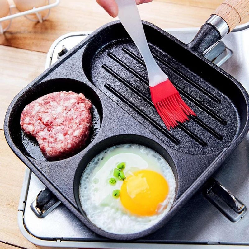 Zerodis Egg Pan, Stone Non Stick Frying Pan for Induction Cooker, Cast Iron Divided Breakfast Grill, Perfect for Home Cooking and Family Meals - Image 5