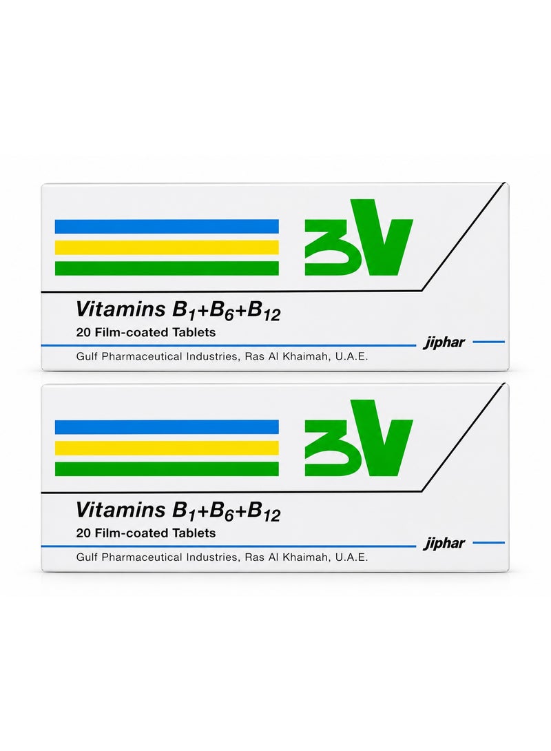 3V Vitamins B1 + B6 + B12 Tablets – 20 Film-Coated Tablets 2 PCS