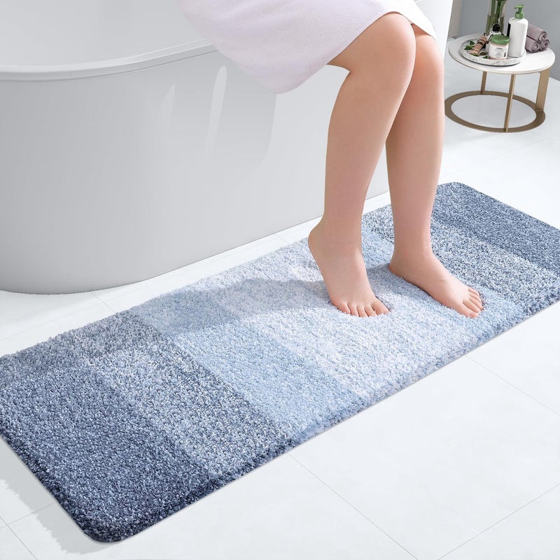OLANLY Bathroom Runner Rugs 47x17, Extra Soft Absorbent Microfiber Bath Rugs, Rubber Backing, Quick Dry, Machine Washable Bath Mats for Bathroom Floor, Tub and Shower, Home Decor Accessories, Blue - Image 2