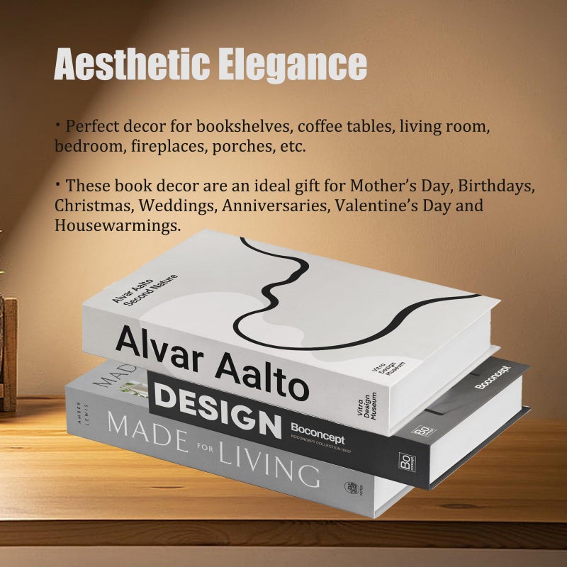 Luckam 3 Pcs Chic Faux Books for Decoration, Entryway Table Decor, Coffee Table Books Decor, Versatile Fake Books Stylish Home Decor, Preppy Aesthetic Collection for Any Occasion - Image 5