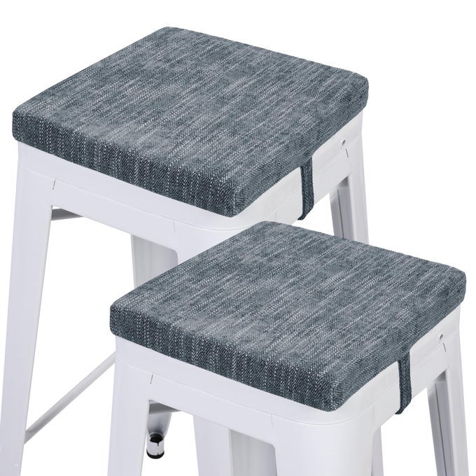 12 INCH NON SLIP STOOL CUSHION SQUARE SET OF 2 SOFT BAR STOOL CUSHIONS WITH TIES SQUARE CHAIR PAD FOR STACKABLE KITCHEN STOOLS DARK GREY 12 30CM