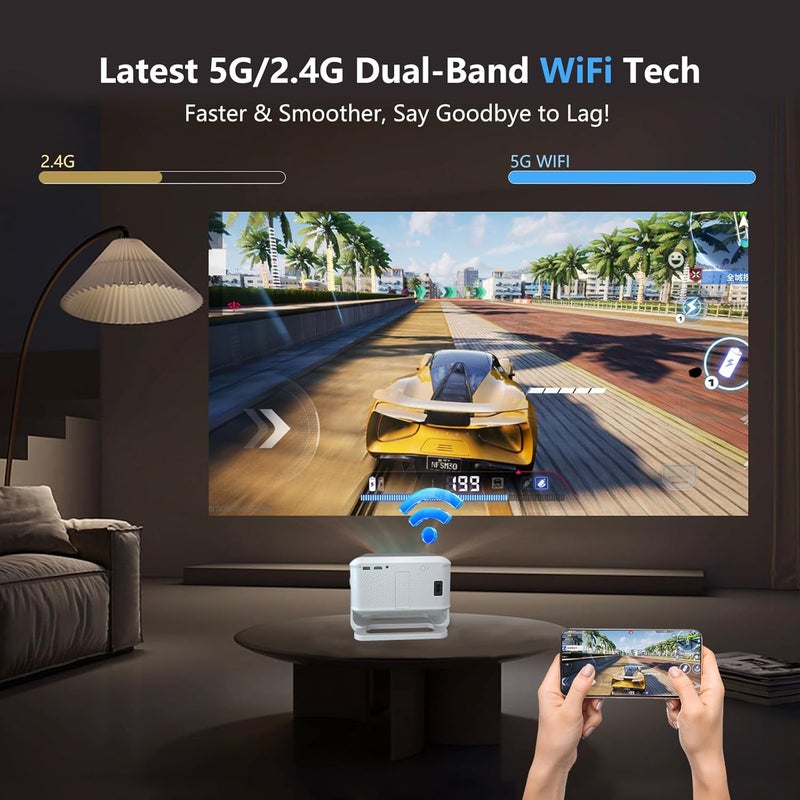 【Netflix-Licensed & Auto Focus/Keystone】Smart Projector with Wifi and Bluetooth, Native 1080P 4K Support Outdoor Movie Projector, Home Ceiling Portable Mini Projector with Stand TV Cast - Image 5