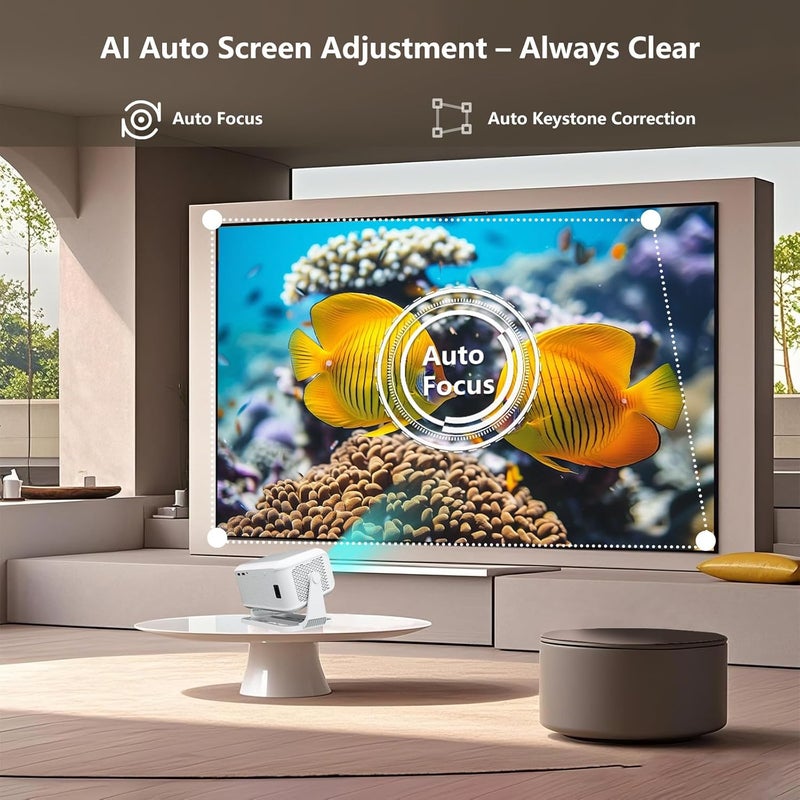 【Netflix-Licensed & Auto Focus/Keystone】Smart Projector with Wifi and Bluetooth, Native 1080P 4K Support Outdoor Movie Projector, Home Ceiling Portable Mini Projector with Stand TV Cast - Image 4