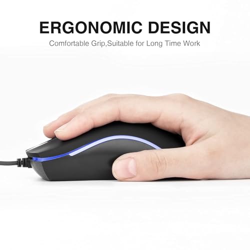 Rii RM105 Wired Mouse,Computer Mouse with Colorful RGB Backlight,Comfortable Grip Ergonomic Optical,USB Wired Mice Support Windows PC, Laptop,Desktop,Notebook,Chromebook - Image 5