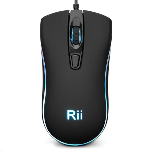 Rii RM105 Wired Mouse,Computer Mouse with Colorful RGB Backlight,Comfortable Grip Ergonomic Optical,USB Wired Mice Support Windows PC, Laptop,Desktop,Notebook,Chromebook - Image 1