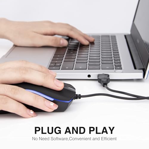 Rii RM105 Wired Mouse,Computer Mouse with Colorful RGB Backlight,Comfortable Grip Ergonomic Optical,USB Wired Mice Support Windows PC, Laptop,Desktop,Notebook,Chromebook - Image 2
