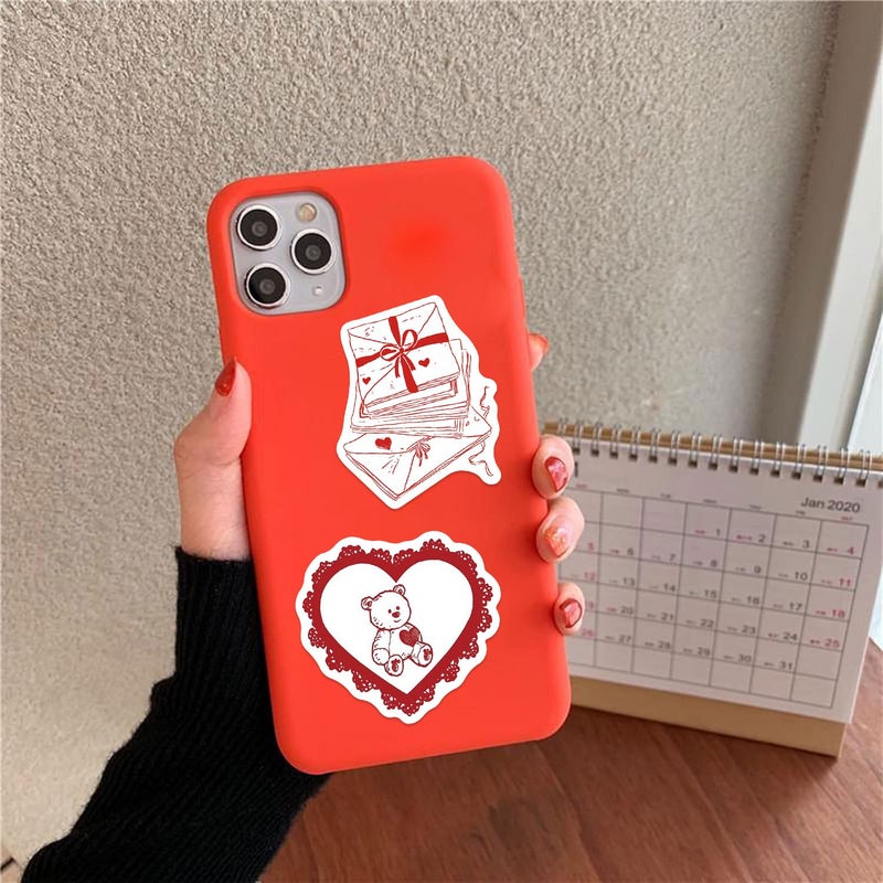PIGBIT 50 Retro Red Stickers Pack â€“ Cute Heart, Cherry, Strawberry, Butterfly, Angel, Cat, and Love â€“ Vintage Hand-Drawn Illustrations for Laptops, Water Bottles, Journals, Scrapbooks & Valentines Gifts - Image 5