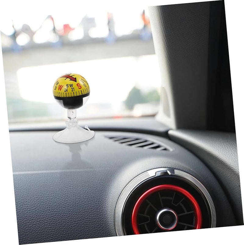 بوصلة سيارات محمولة سوداء مع حامل لوحة القيادة بكوب شفط للملاحة في المركبات والتنزه في الهواء الطلق - Image 5