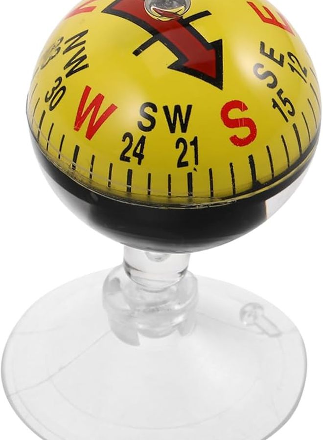 بوصلة سيارات محمولة سوداء مع حامل لوحة القيادة بكوب شفط للملاحة في المركبات والتنزه في الهواء الطلق - Image 2