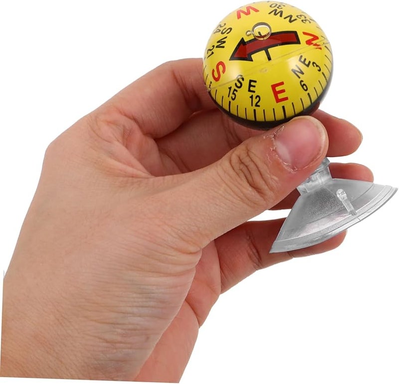 بوصلة سيارات محمولة سوداء مع حامل لوحة القيادة بكوب شفط للملاحة في المركبات والتنزه في الهواء الطلق - Image 4