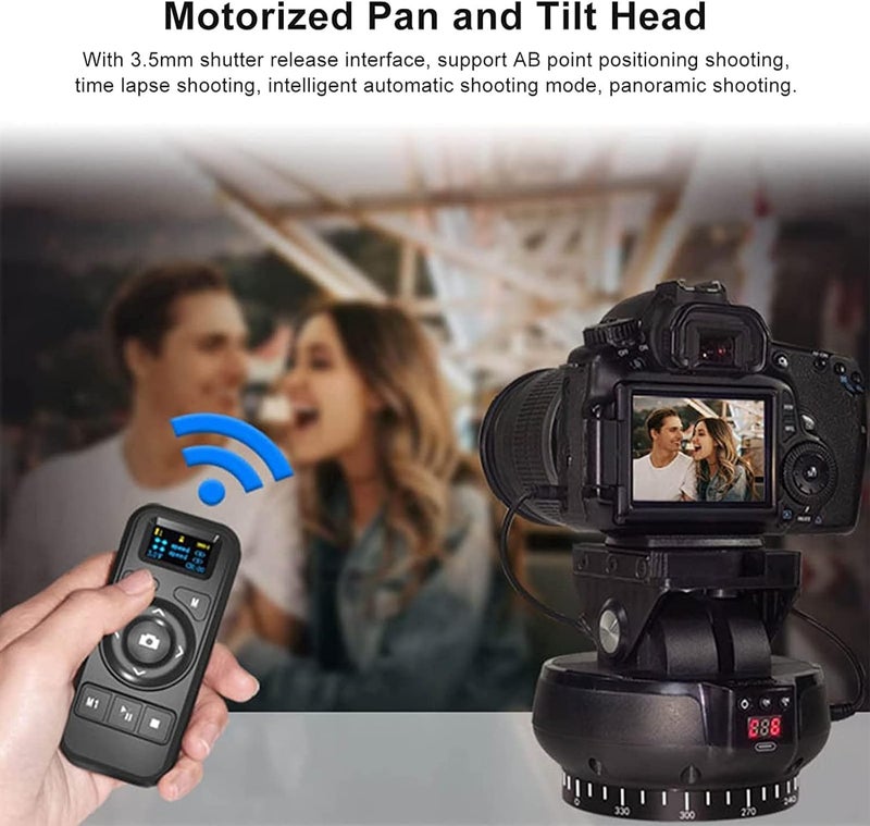 Byged Motorized Pan Tilt Head, 100m Control, 360 Degree Rotation, Tilt ±35 Degree, 9 Gears Adjustable Speed, Panoramic Tripod Head for Smartphones, Camera - Image 4