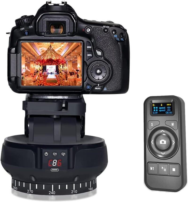 Byged Motorized Pan Tilt Head, 100m Control, 360 Degree Rotation, Tilt ±35 Degree, 9 Gears Adjustable Speed, Panoramic Tripod Head for Smartphones, Camera - Image 1