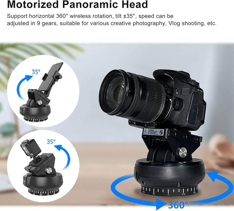 Byged Motorized Pan Tilt Head, 100m Control, 360 Degree Rotation, Tilt ±35 Degree, 9 Gears Adjustable Speed, Panoramic Tripod Head for Smartphones, Camera - Image 3