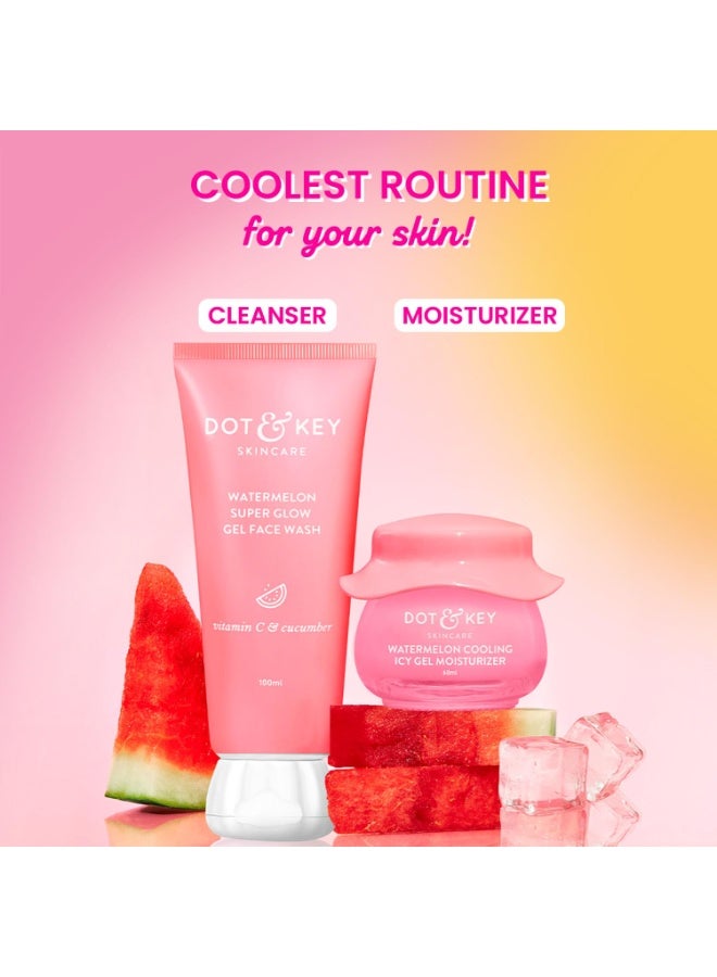 Dot & Key Watermelon Cooling Gel Facewash & Watermelon Cooling Icy Gel Moisturizer Combo | Face Wash 100ml & Moisturizer 60ml | For Normal, Combination & Oily Skin | For Women & Men - Image 3
