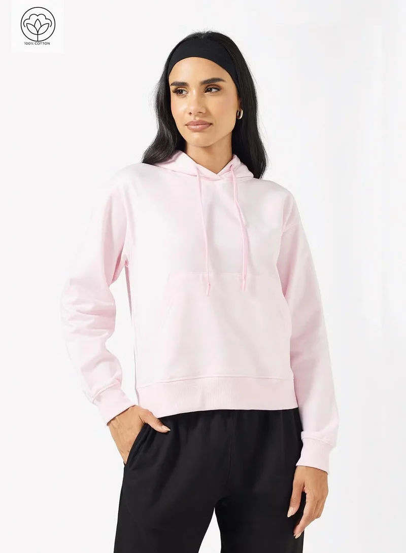 Ginger Basics Cotton Hooded Oversize Fleece Sweatshirt