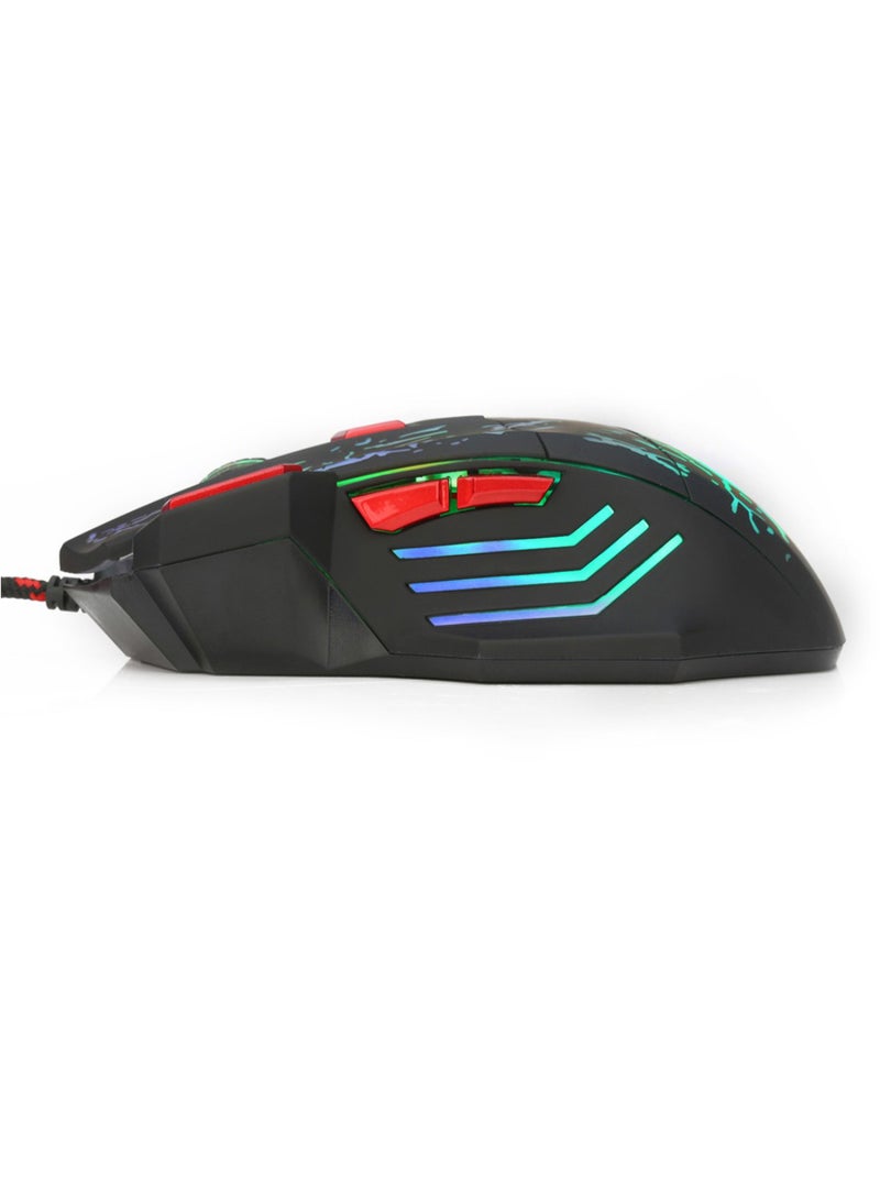 H300 DPI Adjustable Optical LED Wired Gaming Mouse Black/Blue/Red - Image 3