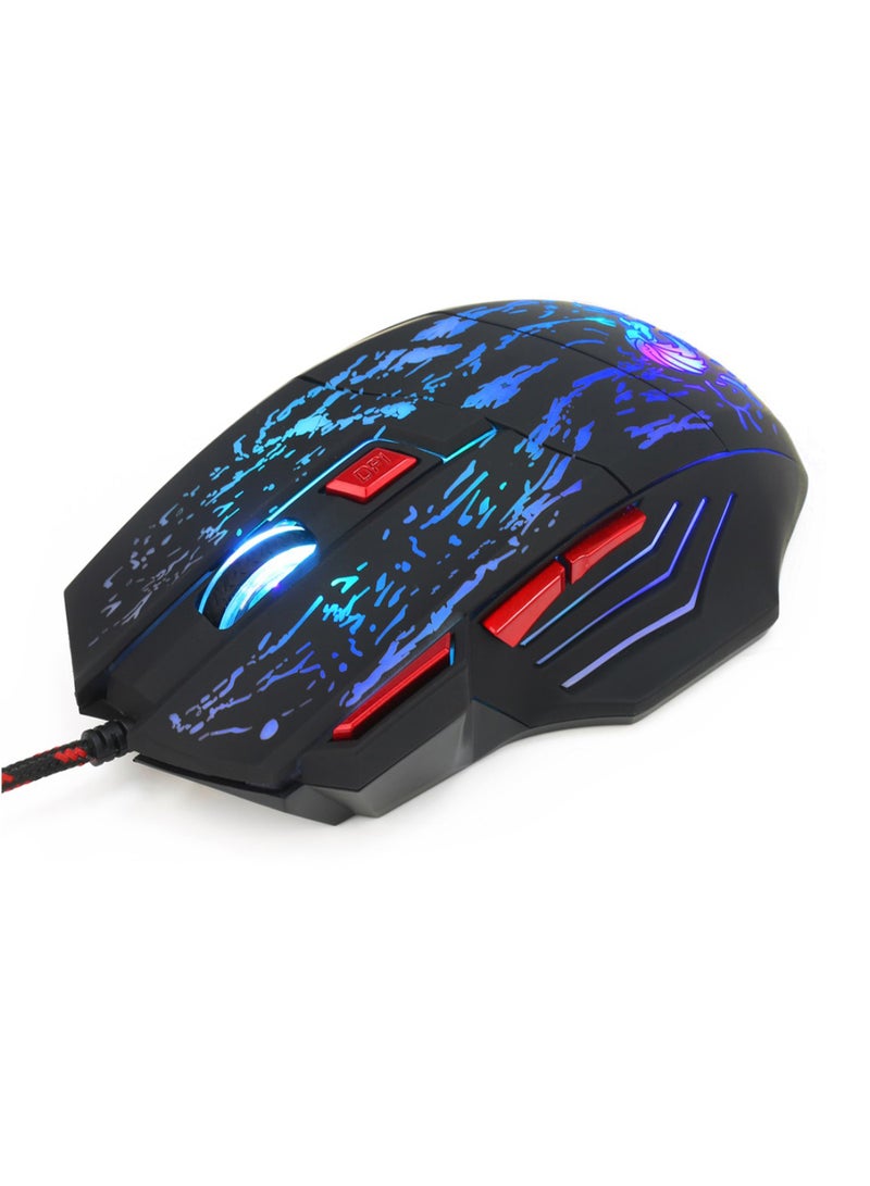 H300 DPI Adjustable Optical LED Wired Gaming Mouse Black/Blue/Red - Image 2