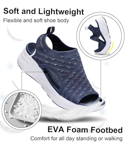 GoodValue Womens Comfortable Orthopedic Sandals Arch Support Ladies Walking Sport Athletic Sandals Open Toe Slip On Plantar Fasciitis Platform Dress Sandal 2 Inches Heel - Image 3