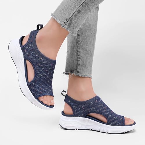 GoodValue Womens Comfortable Orthopedic Sandals Arch Support Ladies Walking Sport Athletic Sandals Open Toe Slip On Plantar Fasciitis Platform Dress Sandal 2 Inches Heel - Image 5