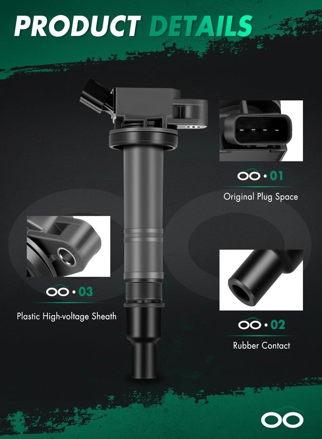 ملف إشعال SCITOO UF495 (4 قطع) لسيارات تويوتا تندرا 4.7 لتر موديل 2006، وسولارا 2.4 لتر موديل 2006-2008، وماتريكس 2.4 لتر موديل 2009-2011، وماتريكس 1.8 لتر موديل 2008، ولكزس IS F 5.0 لتر موديل 2008-2010 (610-58651 90919-02248) - Image 3