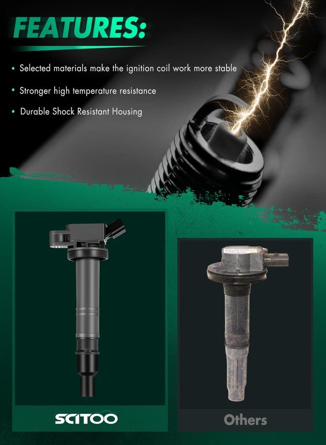 ملف إشعال SCITOO UF495 (4 قطع) لسيارات تويوتا تندرا 4.7 لتر موديل 2006، وسولارا 2.4 لتر موديل 2006-2008، وماتريكس 2.4 لتر موديل 2009-2011، وماتريكس 1.8 لتر موديل 2008، ولكزس IS F 5.0 لتر موديل 2008-2010 (610-58651 90919-02248) - Image 2