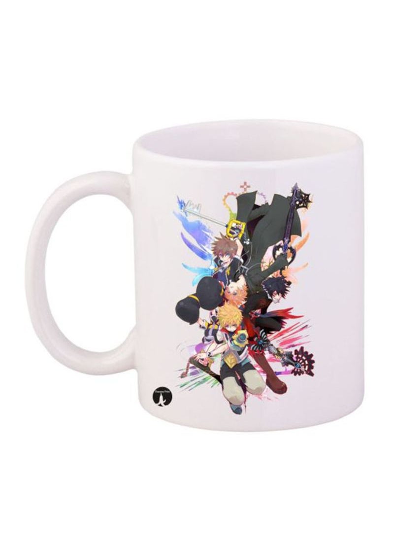 RKN - Kingdom Hearts Cartoon Printed Mug White/Grey/Red 12ounce - Image 1