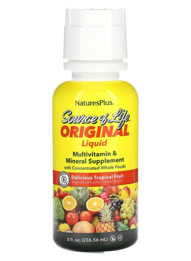 NaturesPlus Source of Life Original Liquid Multivitamin & Mineral Supplement Delicious Tropical Fruit 8 fl oz (236.56 ml) 
