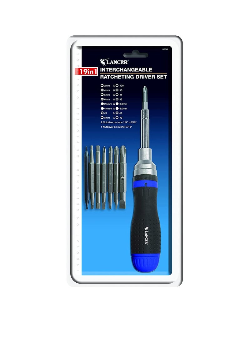 lancer Lancer Interchangeable Ratcheting Screw Driver Set - 19 in 1  - Image 1