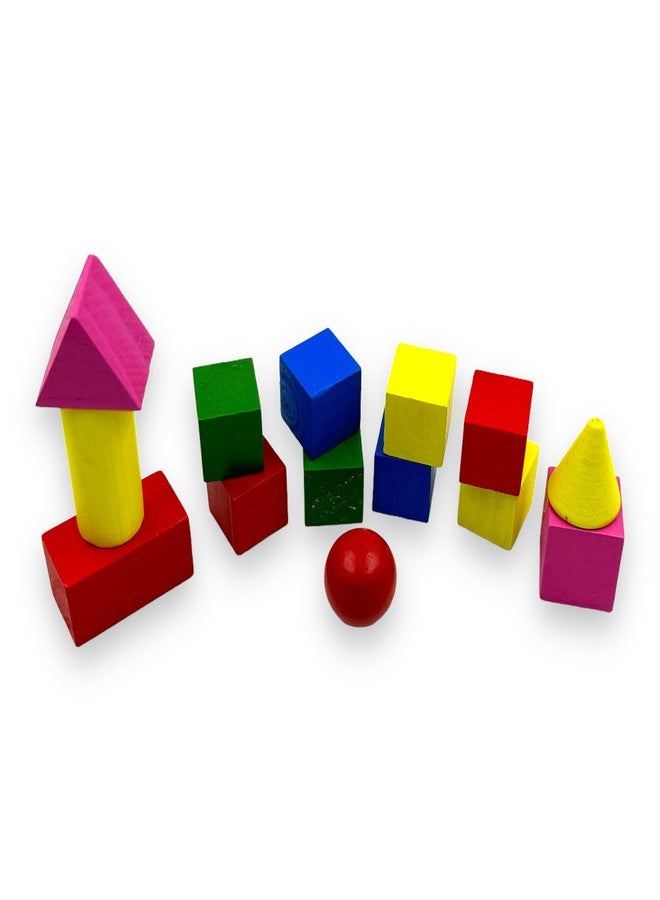 SAMVARDHAN 3D Wooden Shapes Geometric Solids Wooden Blocks for Preschool Elementary Education Early Learning for 2-9 Yrs Kids (Set of 14) Small size - Image 1