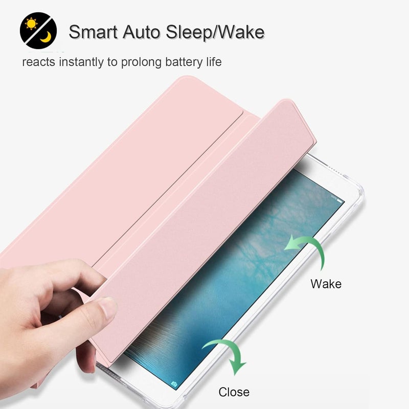 Divufus غطاء خاص بـ iPad Pro 9.7 فقط (الموديل القديم 2016)، غطاء ذكي خفيف الوزن ونحيف مع خاصية النوم/الاستيقاظ التلقائي وقاعدة ثلاثية، مع غطاء خلفي من TPU ناعم ومعتم شفاف لحمل القلم لـ iPad Pro 9.7 بوصة، باللون الوردي - Image 3