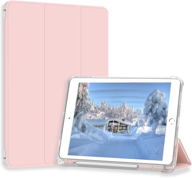 Divufus غطاء خاص بـ iPad Pro 9.7 فقط (الموديل القديم 2016)، غطاء ذكي خفيف الوزن ونحيف مع خاصية النوم/الاستيقاظ التلقائي وقاعدة ثلاثية، مع غطاء خلفي من TPU ناعم ومعتم شفاف لحمل القلم لـ iPad Pro 9.7 بوصة، باللون الوردي - Image 1