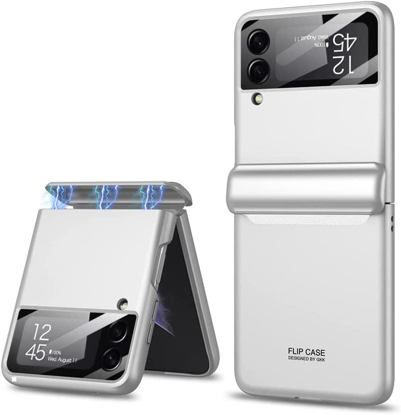 Kapa Ultra Thin Back Cover for Galaxy Z Flip4 / Z Flip 4,Magnetic Hinge Protection and Inbuilt Glass Window Protection, White - Image 1