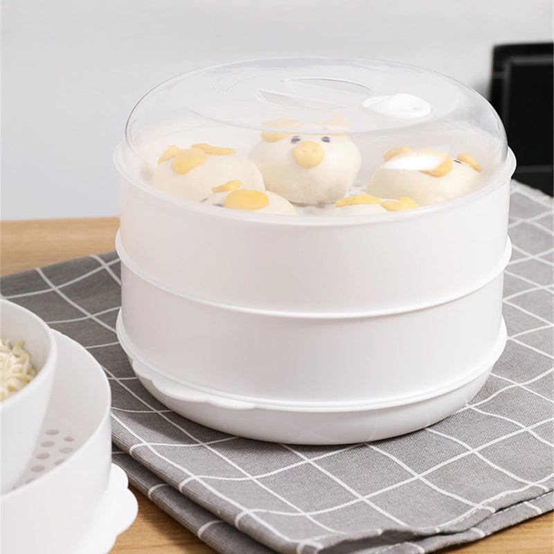 Double Layer Microwave Steamer Pot 3 Tier Food Cooker For Rice Vegetables Fish Meat - Image 3