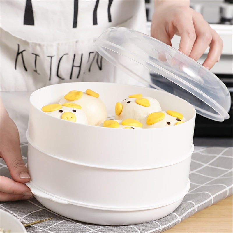 Double Layer Microwave Steamer Pot 3 Tier Food Cooker For Rice Vegetables Fish Meat - Image 5