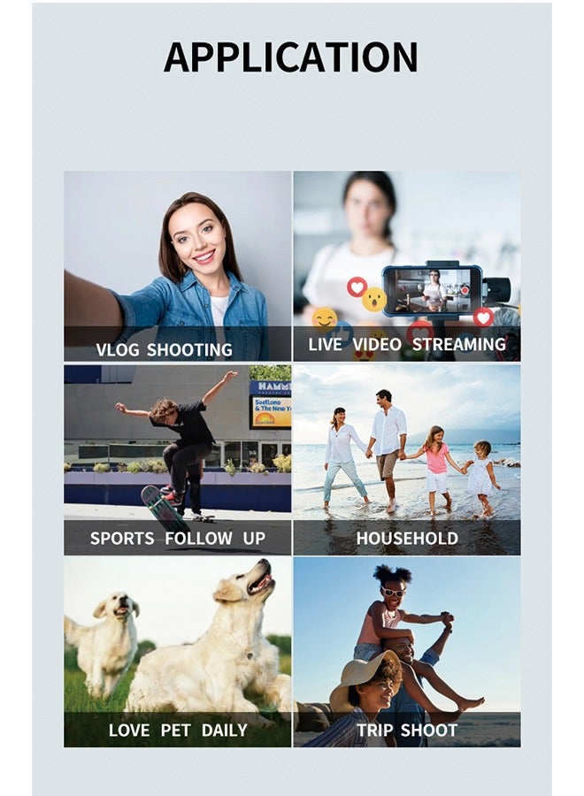 F5 3-Axis Foldable Stabilizer with App Control - Gray White, Compact & Lightweight, 252x121x54mm (Open), 148x108x42mm (Folded), 290g, 150°/s Rotation, Type-C USB Charging, 6-7 Hours Working Time