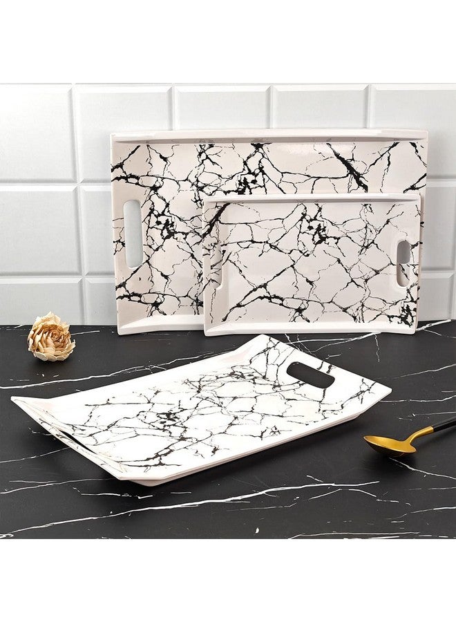 UPC Tray Set for Serving/Serving Tray Set of 3/ Premium Printed Tray for Serving/Multi-Use Nashta Plate (Small, Medium & Large) - Image 1