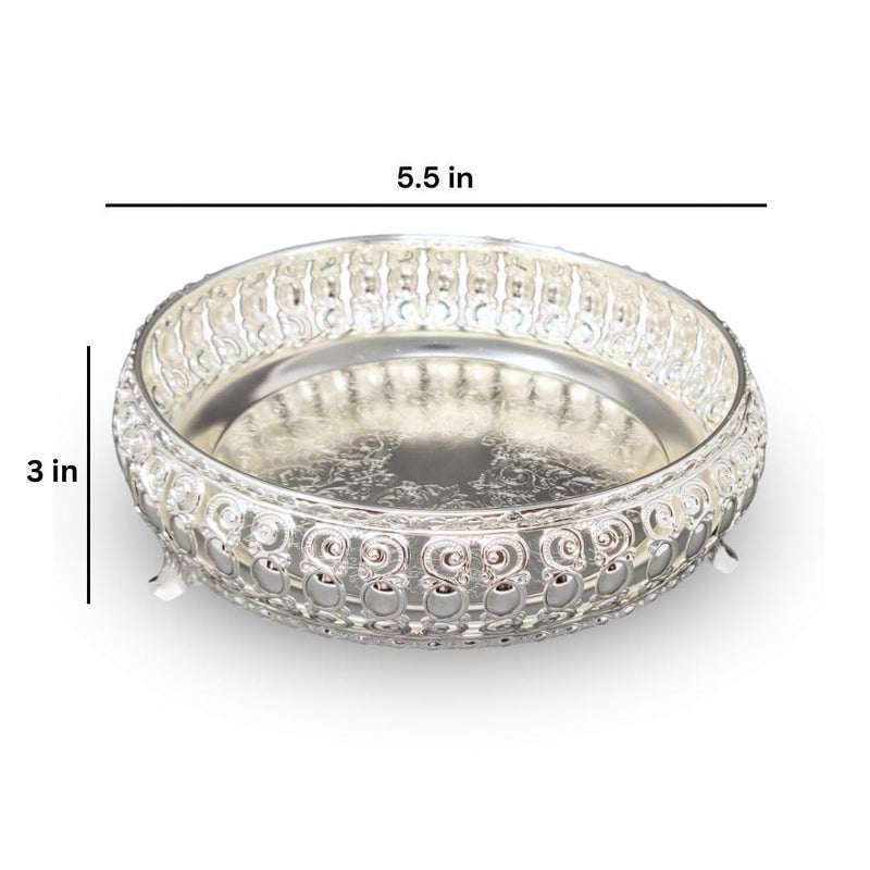 POSH Exquisite Round German Silver Tray A - Elegant Decorative Tray for Serving and Home Decor | Perfect for Dining, Tea Parties, Cocktail Gatherings, and Festive | Timeless Hosting Essential - Image 2