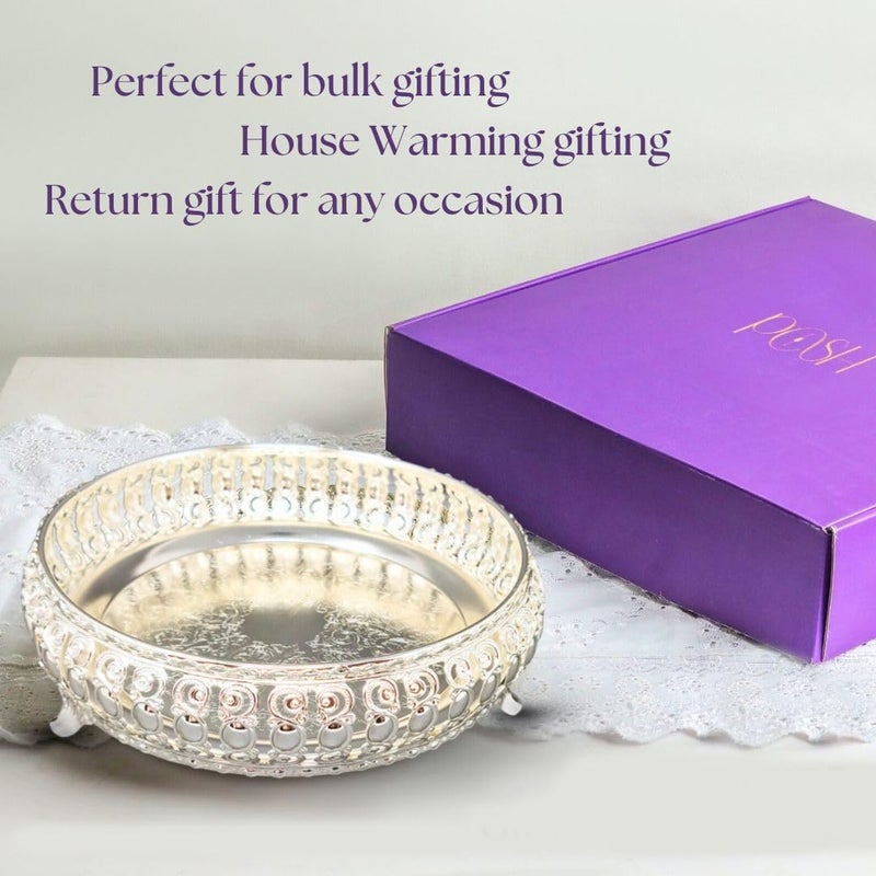 POSH Exquisite Round German Silver Tray A - Elegant Decorative Tray for Serving and Home Decor | Perfect for Dining, Tea Parties, Cocktail Gatherings, and Festive | Timeless Hosting Essential - Image 3