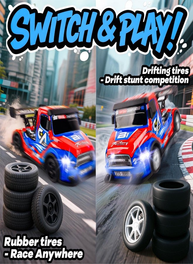 BEZGAR RC Drift Car | 2.4GHz 4WD Remote Control Car with Color-Shifting Lights & Dual Tire Sets | 20 Min Playtime RC Cars for Kids | Racing Toy Remote Control Truck for Boys Girls Adults (Red) - Image 3