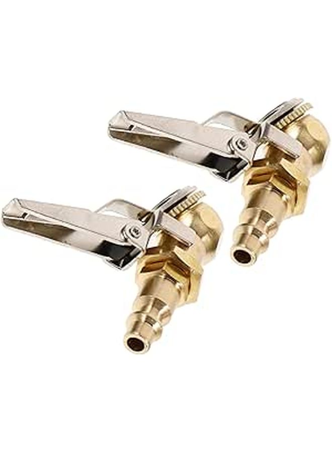 CLISPEED 2pcs Brass Locking Air Chuck Tire Inflator Clamp Quick Easy Inflation for Car Bike - Image 1