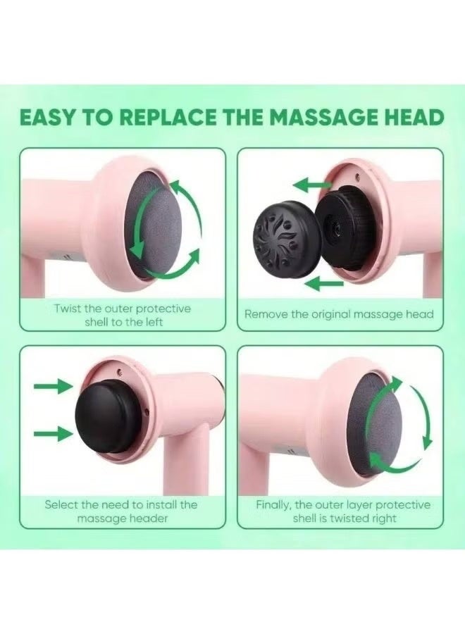 Portable Electric Body Massager YX-710 with 6 Speed Levels and 5 Massage Heads – Deep Tissue Muscle Relaxation Device for Neck, Back, Shoulders, Arms and Legs, Rechargeable Type-C Design - Image 4