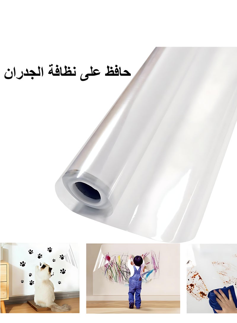 Transparent Electrostatic Wall Protector Film, Adhesive-Free Static Cling, Waterproof, Oil-proof, Scratch-resistant, Dirt-resistant, Keeps Walls Clean and Fresh, 500cm×45cm Multi-Purpose Protective Film for Kitchen, Living Room, Cabinets, Tables, Doors, and More - Image 1