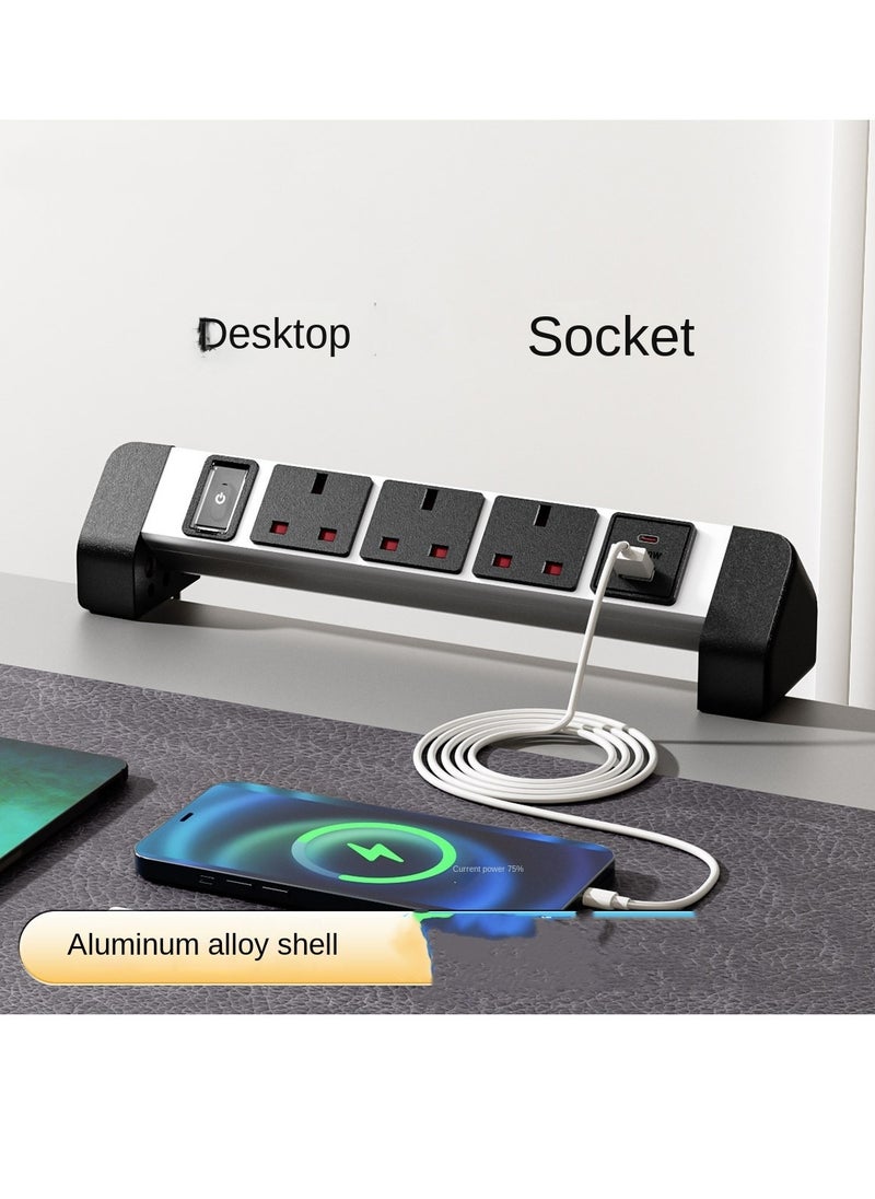 Generic - Demu UK Standard Desktop Clip-On Socket - Multifunctional 2M Drill-Free USB Quick Charge Socket - Image 1