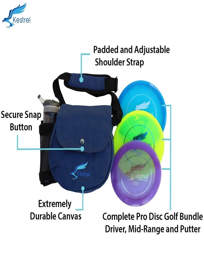 Kestrel Pro Frisbee Golf Disc Set - 3 Disc Golf Discs & Blue Disc Golf Bag - Includes Disc Golf Driver, Midrange Disc & Disc Golf Putter - Pro Disc Golf Set to Enjoy The Outdoors - Image 2