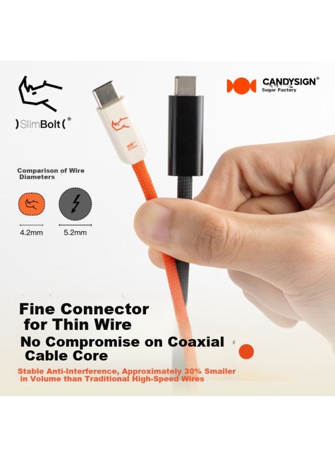 Candysign Sugar Compatible With Thunderbolt 4 Data Cable Usb4 Full-featured 240w Fast Charging Type-c 20cm Candy Orange Thunder Line For Macbook Huawei Notebook 8k Video Short Cable - Image 2