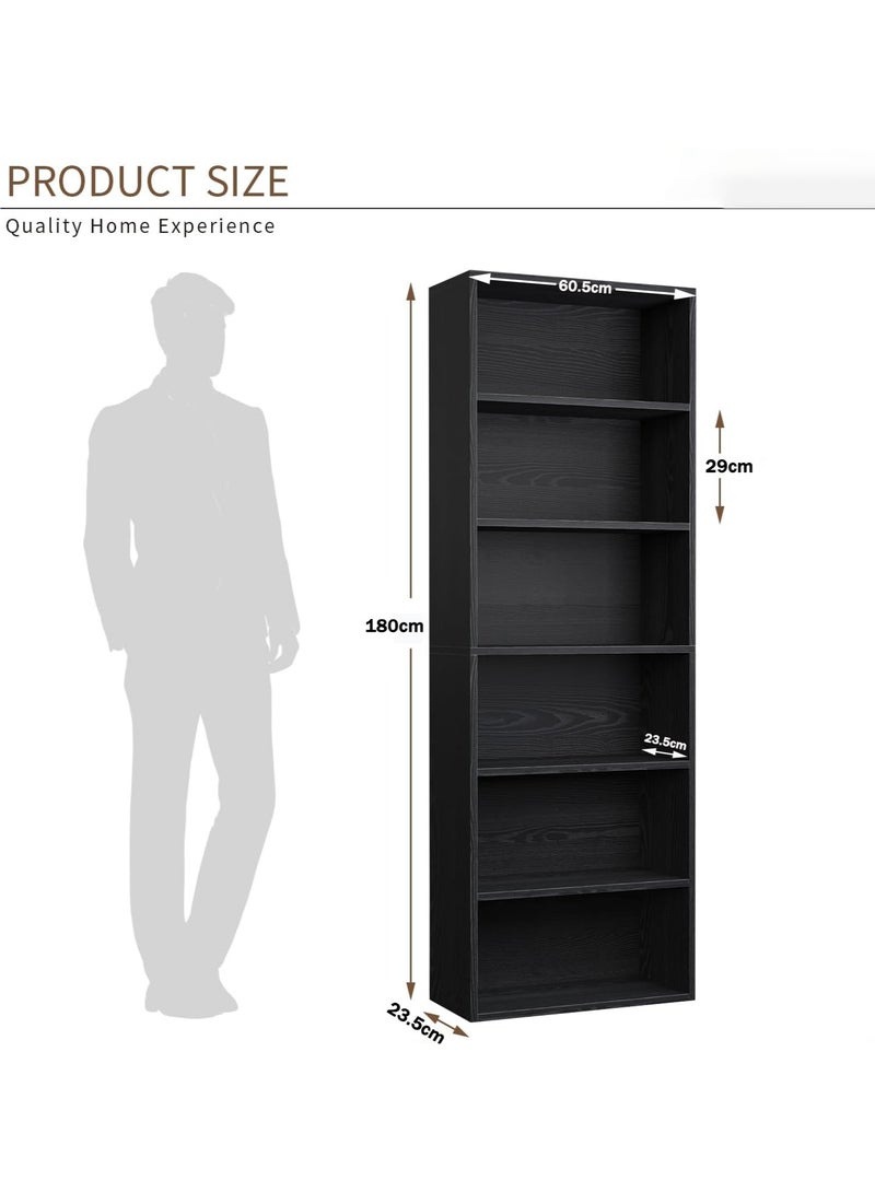 غوغويا أرفف كتب وخزائن كتب أرفف تخزين أرضية قائمة 6 طبقات عرض أرفف تخزين 180 سم خزانة كتب طويلة 180 سم أثاث ديكور منزلي للمكتب المنزلي، غرفة المعيشة، غرفة النوم - Image 2