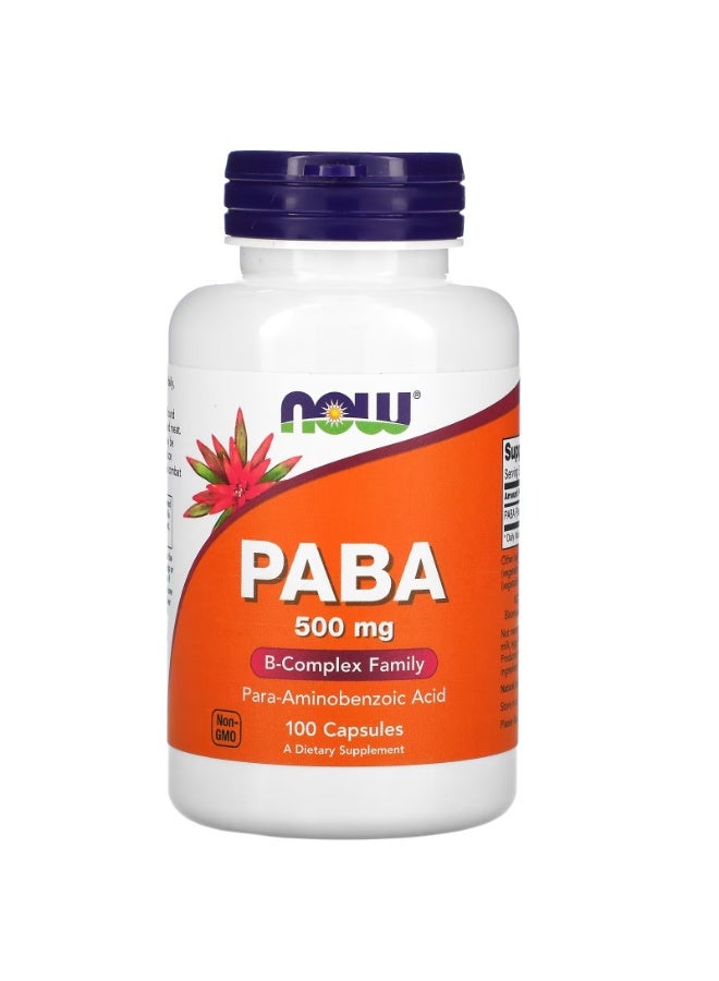 now Foods PABA 500 mg B-Complex Family 100 veg-capsules